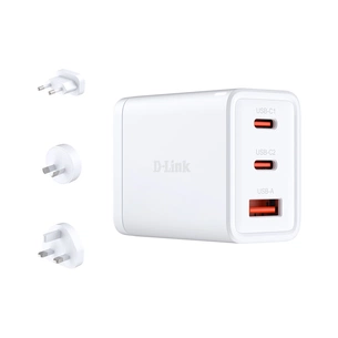 Зарядний пристрій D-Link 2xUSB-C + 1xUSB-A 65W GaN white (DCP-651) зображення 1