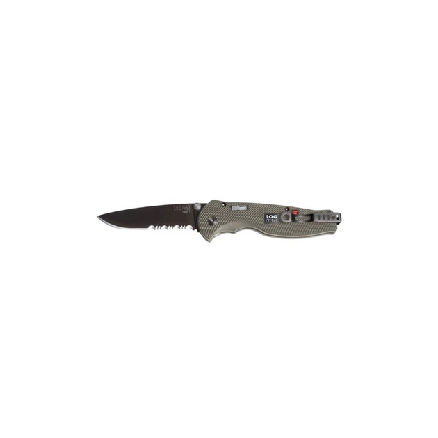 Ніж SOG Flash I Black Blade серрейтор Olive (STGFSA-97) - зображення 1