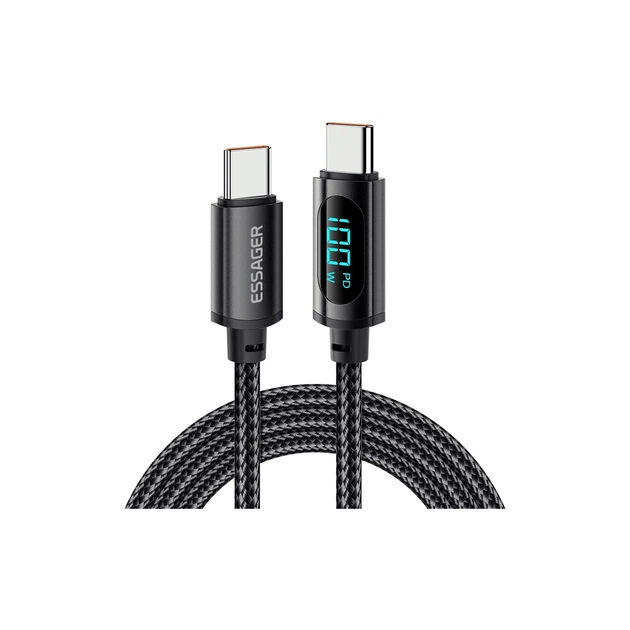 Дата кабель USB-C to USB-C 1.0m 100W LED black Essager (EXCTT1-XY01-P) - зображення 1