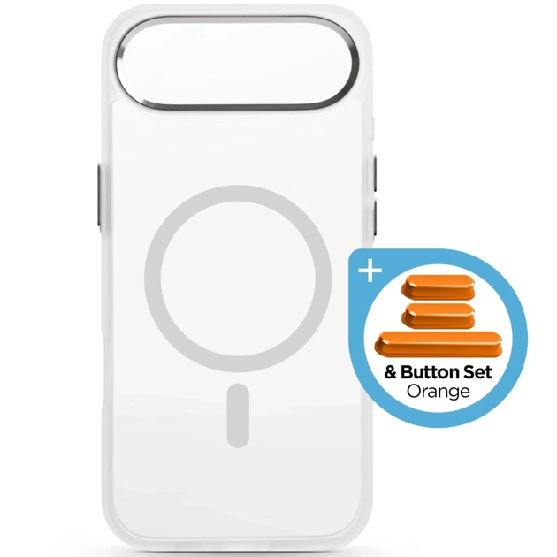 Чохол до мобільного телефона Armorstandart Unit MagCase Apple iPhone 17 Air Clear Silver + Orange Button Set (ARM90583) - зображення 1