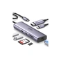 Концентратор Ugreen USB-C 6-in-1 2xUSB-A + 1xUSB-C PD100W + DisplayPort 4K60Hz + 1xRJ45 1000Mbps black (75643) - зменшене зображення 4
