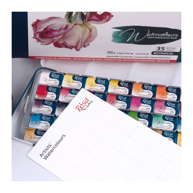 Акварельні фарби Rosa Gallery Bontanical, 35 кольорів 2,5мл, кювета, Індіго (4823098540724) - picture 9