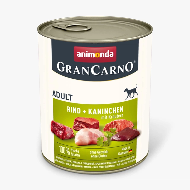 Консерви для собак Animonda Gran Carno Adult Beef + Rabbit with Herbs 800 г (4017721827676) - зображення 1