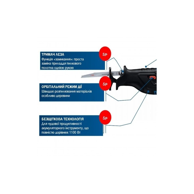 Шабельна пила Bosch GSA 185-LI, 18 В, пропил 230мм, хід 28мм (без АКБ та ЗП) (0.601.6C0.020) - picture 10