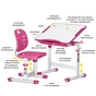 Парта со стулом Evo-kids Ergo Pink (Evo-05 Ergo PN) - уменьшенное изображение 2