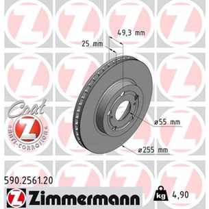 Гальмівний диск ZIMMERMANN 590.2561.20 зображення 1
