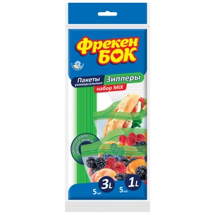 Пакети з застібкою Фрекен БОК Зіпери MIX 1 л 5 шт. + 3 л 5 шт. (4823071631487) зображення 1