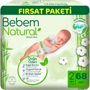 Підгузки Bebem Natural 2 mini 3-6 кг 68 шт (8690536831944) зображення 1