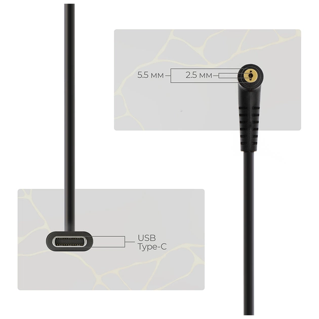Кабель живлення USB-C to DC 5.5x2.5mm 18.5-20V 1.0m Armorstandart (ARM79417) - зображення 3