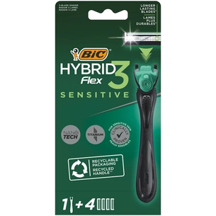 Бритва Bic Flex 3 Hybrid Sensitive з 4 змінними картриджами (3086123644977) изображение 1