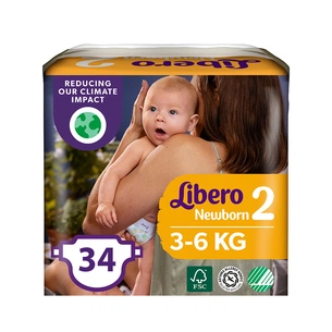 Підгузки Libero New Born 2 3-6 кг 34 шт (7322541197692) зображення 1