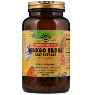 Трави Solgar Екстракт листя гінкго білоба, Ginkgo Biloba Leaf Extract, 18 (SOL-04132) зображення 1