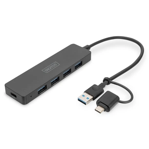 Концентратор Digitus USB-C + USB-A to 4xUSB-A 0.2m black (DA-70235) зображення 1