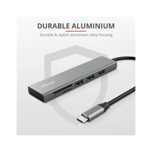 Концентратор Trust HALYX FAST 3USB+CARD READER USB-C ALUMINIUM (24191_TRUST) - picture 10