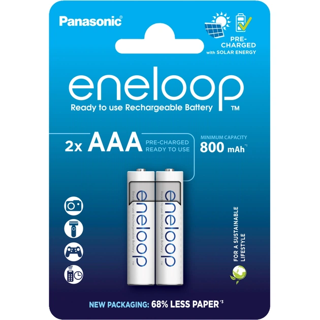 Аккумулятор Panasonic AAA Eneloop 800mAh NI-MH * 2 (BK-4MCDE/2CP) - изображение 1