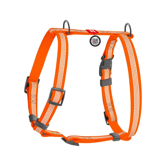 Шлея для собак WAUDOG Waterproof анатомічна Н-подібна, світловідбивна S помаранчева (32804) - зображення 1