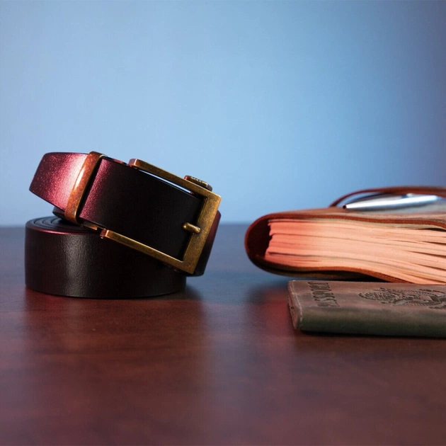 Ремінь Vintage З натуральної шкіри з ретро латунною пряжкою Чорний (20215) - зображення 9