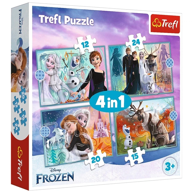 Пазл Trefl Frozen Удивительный мир Ледяного сердца 4 в 1 (12, 15, 20, 24) (5900511343816) - изображение 1