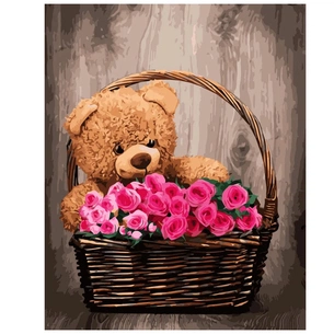 Картина по номерам Strateg Ведмежа з квітами 40х50 см (VA-2209) зображення 1