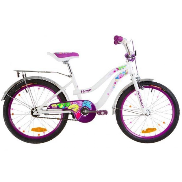 Велосипед Formula 20" FLOWER рама-13" 2019 біло-фіолетовий з багажником (OPS-FRK-20-063) - изображение 1