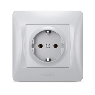 Розетка Videx BINERA 2ая із заземленням кремова (VF-BNSK1G-SS) изображение 1