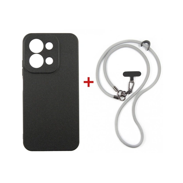 Чохол до мобільного телефона Dengos Case + Cross-body Strap Xiaomi Redmi 15C Black+Grey (DG-KM-CCRB-47) - зображення 1