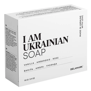 Тверде мило DeLaMark I Am Ukrainian Ваніль-Амбра-Троянда 110 г (4820152333292) зображення 1