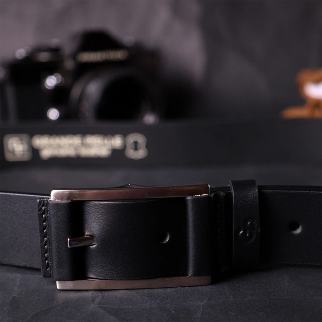 Ремінь Grande Pelle Шкіряний брючний з квадратною пряжкою Чорний (11679) - зображення 9