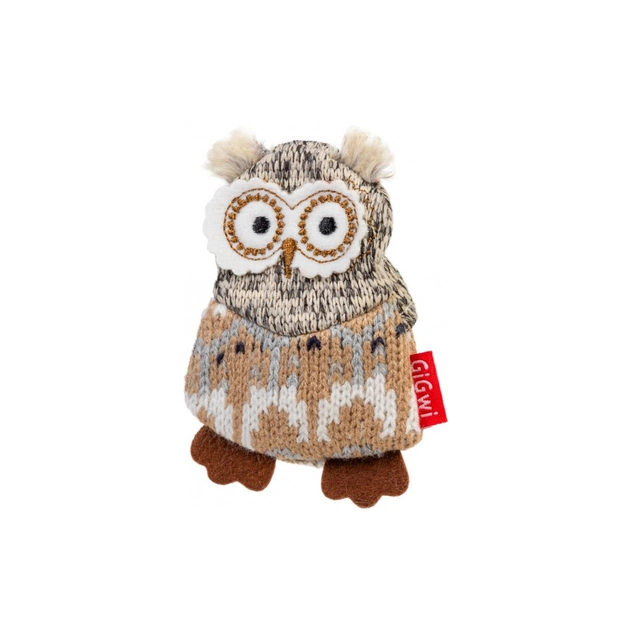 Игрушка для собак GiGwi Plush Сова с пискавкой 10 см (75036) - изображение 1
