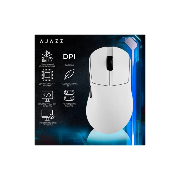 Мишка Ajazz AJ179 V2 MAX Wireless/Bluetooth/USB White (AJ179-V2-MAX-W) - picture 6