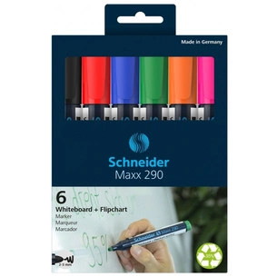Набір маркерів Schneider 6 маркерів для дошок та фліпчартів MAXX 290 в блістері (S129096) зображення 1