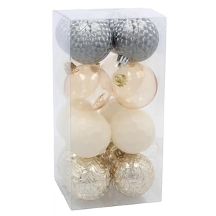 Ялинкова іграшка Chomik пластикові кульки 16 шт, 6см, мікс кольорів (5900779900004) зображення 1