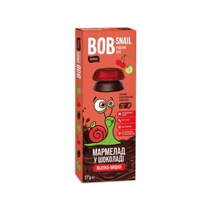 Мармелад Bob Snail Равлик Боб Яблуко Вишня в чорному шоколаді 27 г (4820219341161) зображення 1