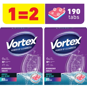 Таблетки для посудомийних машин Vortex All in 1 95 шт + 95 шт. (4823071652871) зображення 1