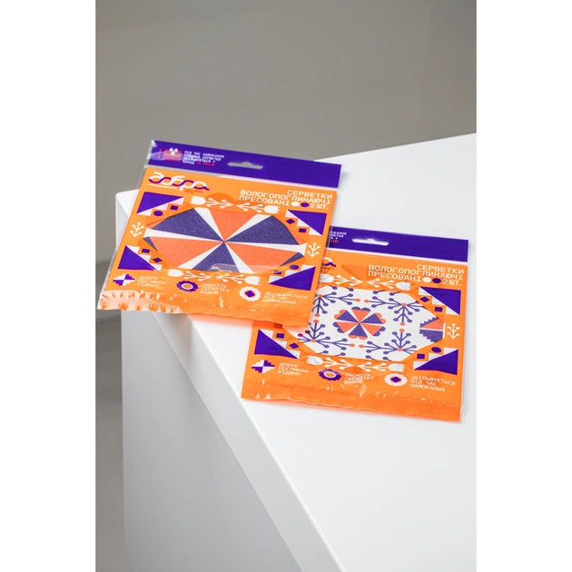 Серветки для прибирання Добра Господарочка Колекція Вибійка Целюлозні вологопоглинаючі Білі з принтом 2 шт. (4820086523974) - picture 4