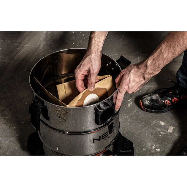 Пилосос будівельний Neo Tools 1400Вт, 18 кПа, 30л, HEPA, колеса, 5.92кг (04-738) - picture 7