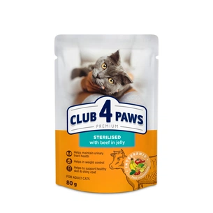 Вологий корм для кішок Club 4 Paws для стерилізованих з яловичиною в желе 80 г (4820215367585) зображення 1