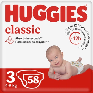 Підгузки Huggies Classic 3 (4-9 кг) Jumbo 58 шт (5029053543109) зображення 1