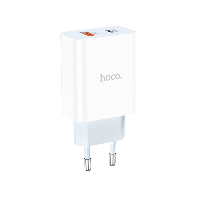 Зарядное устройство HOCO C97A 1xUSB-C PD20W + 1xUSB QC3.0 White (6931474766076) - изображение 1