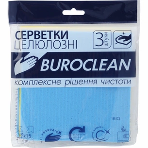 Серветки для прибирання Buroclean целюлозні вологопоглинаючі 15х15 см 3 шт. (4823078919878) зображення 1