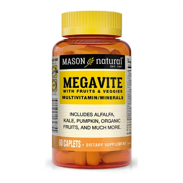 Мультивітамін Mason Natural Мультивітаміни з фруктами і овочами, Megavite With Fruits & (MAV16275) - изображение 1