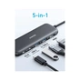 Концентратор Anker USB-C 5-in-1 2xUSB-A + USB-C 5Gbps + HDMI 4K + USB-C PD in 100W black (A8355H11) - зменшене зображення 5