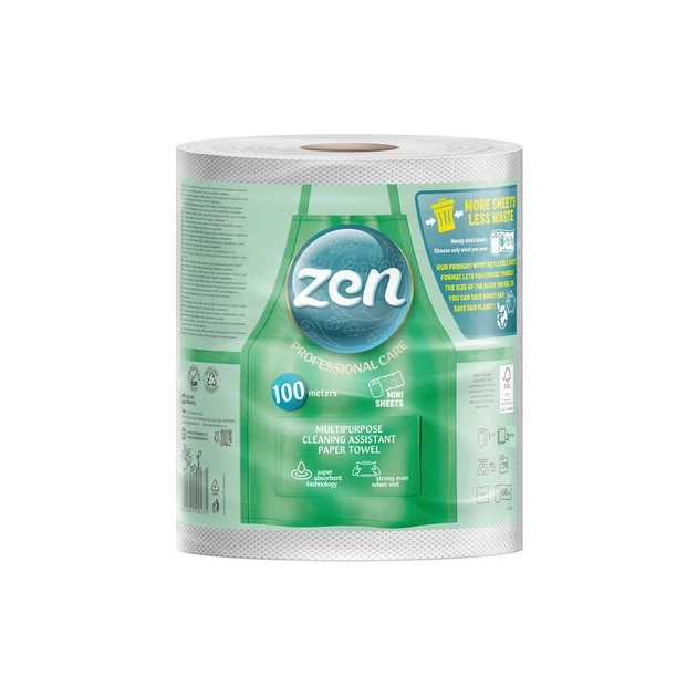 Паперові рушники Zen Professional Care 2 шари 770 відривів 100 м 1 рулон (5944582100312) - зображення 1