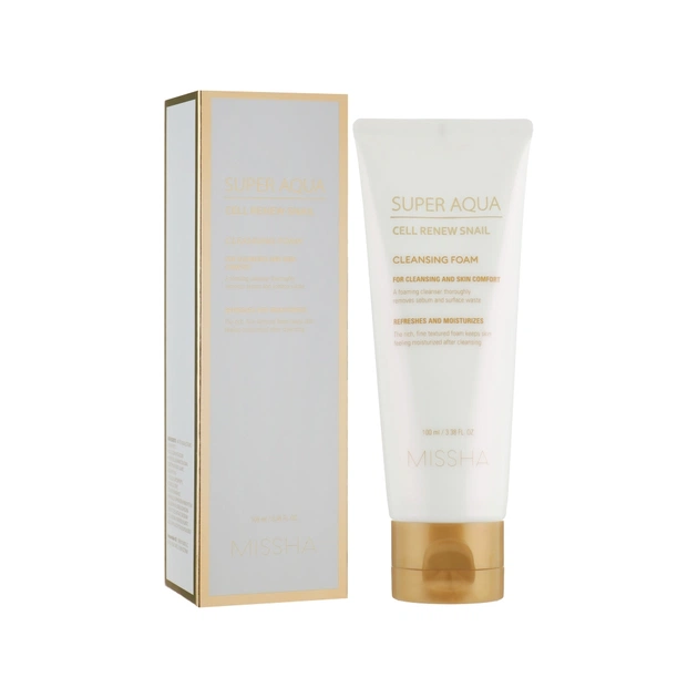 Пінка для вмивання Missha Super Aqua Cell Renew Snail Cleansing Foam 100 мл (8809581458550) - зображення 1