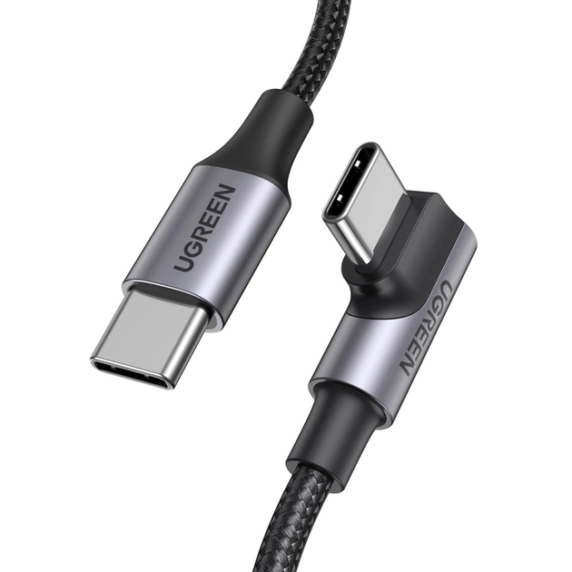 Дата кабель USB-C 2.0 to USB-C 3.0m 90° corner US334 black Ugreen (20583) - изображение 1