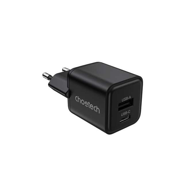 Сетевое зарядное устройство Choetech (USB-C+USB-A) Black (PD5012-EU-BK) - изображение 1