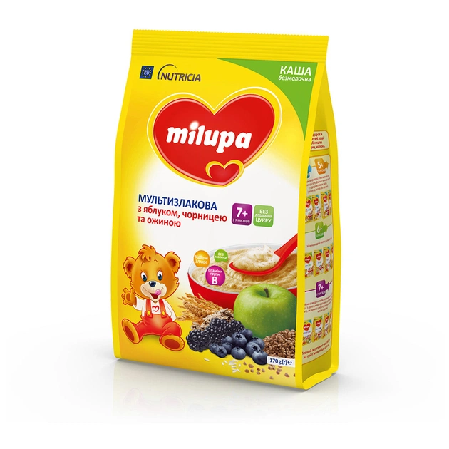 Дитяча каша Milupa Мультизлакова з яблуком, чорницею й ожиною для дітей від 7 місяців 170 г (5900852044243) - изображение 4
