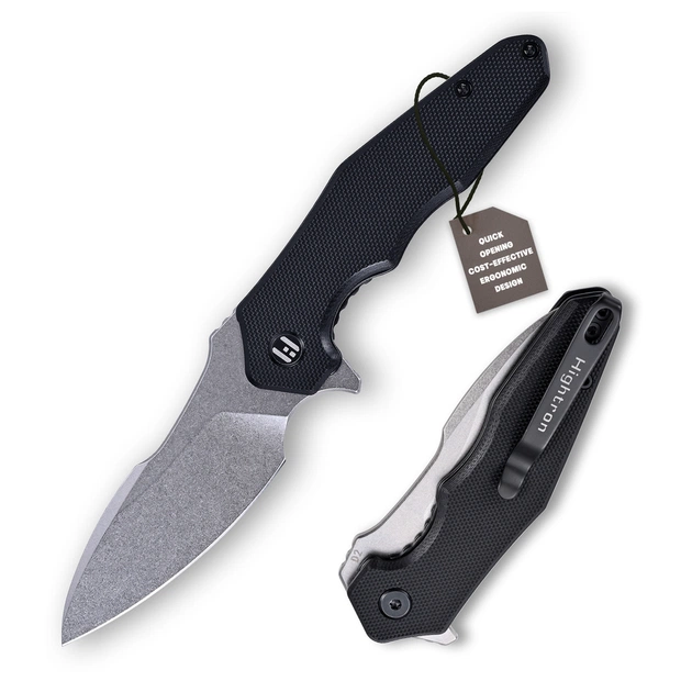Ніж Hightron Mini Ventura, D2, G10, чорний, сталевий stonewash клинок (HK05BLKS) - зображення 1