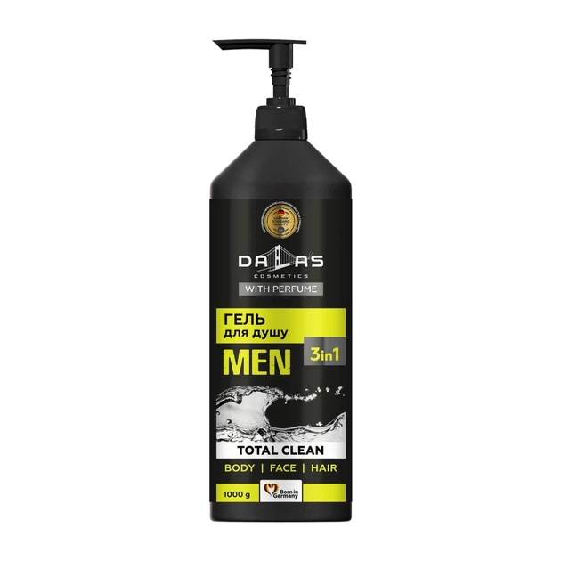 Гель для душу Dalas Cosmetics Total Clean 3 в 1 для чоловіків 1000 г (4260637721280) - изображение 1
