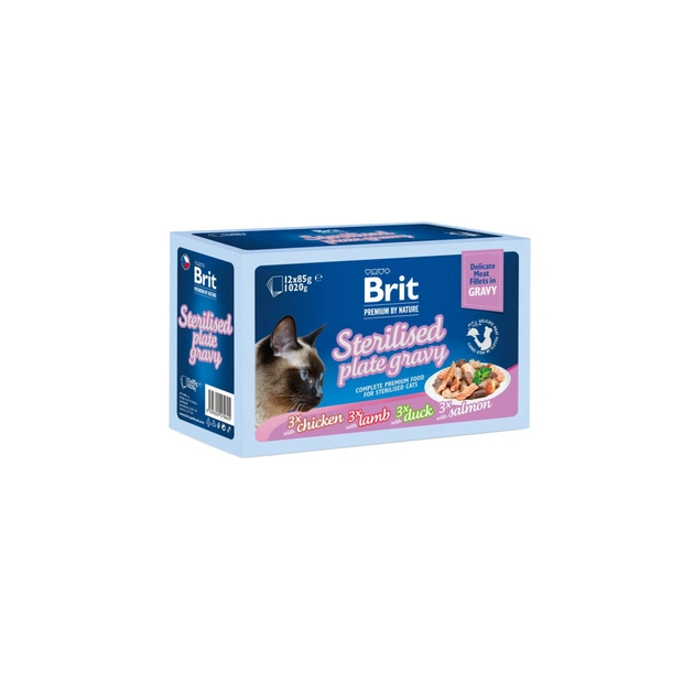 Вологий корм для кішок Brit Premium Delicate Fillets in Gravy Family Plate для стерилізованих (8595602570645) - изображение 1